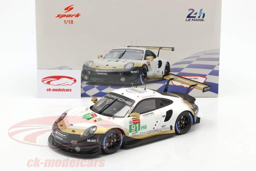 Porsche 911 RSR GTE #91 2e LMGTE Pro 24h LeMans 2019 Porsche GT Team 1:18 Spark