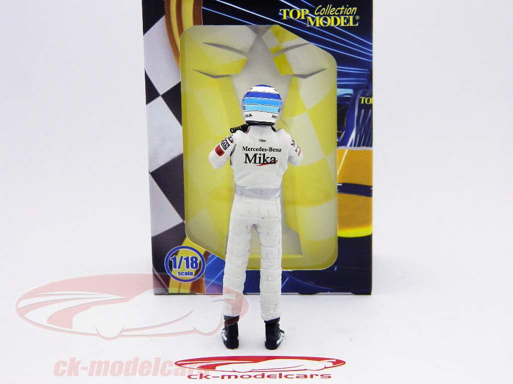 Mika Hakkinen figure formula 1 world champion standing ready to race 1:18 TopMo
