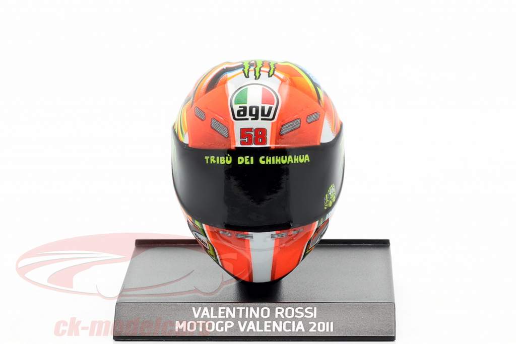 Valentino Rossi MotoGP Valencia 2011 AGV hjelm 1:10 Minichamps