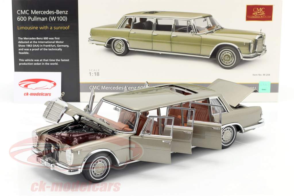 Mercedes-Benz Pullman (W 100) Limousine Met zonnedak nerts Grijs 1:18 CMC
