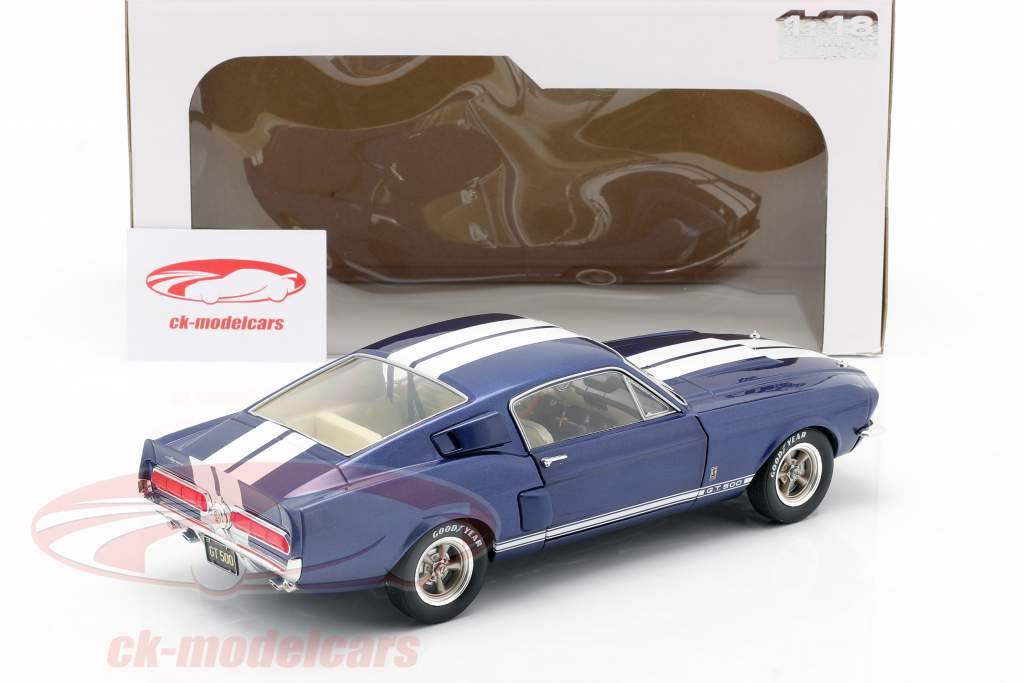 Ford Shelby Mustang GT 500 Byggeår 1967 blå metallisk / hvid 1:18 Solido