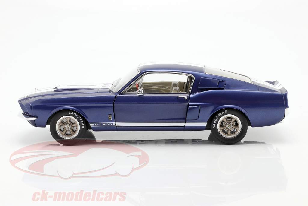 Ford Shelby Mustang GT 500 Byggeår 1967 blå metallisk / hvid 1:18 Solido