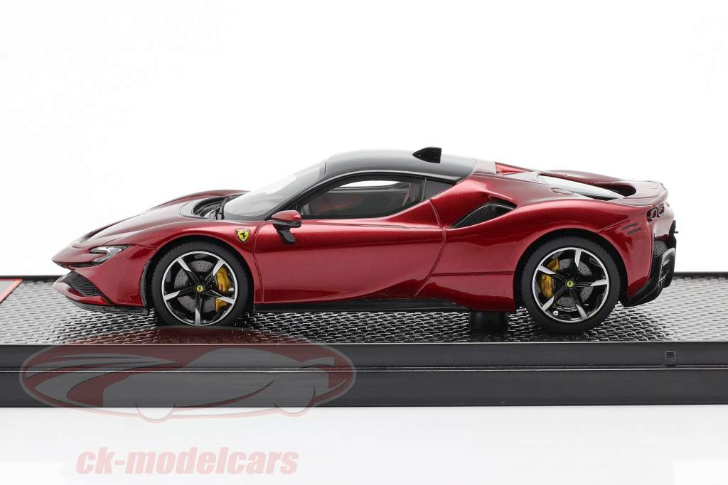 Ferrari SF90 Stradale Byggeår 2019 mørkerød metallisk / sort 1:43 BBR