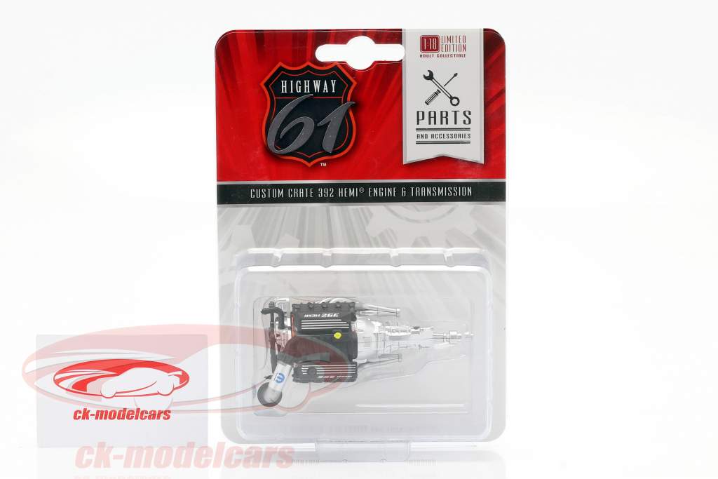 Custom Crate 392 Hemi Engine and Transmission Preto / prata 1:18 Highway61