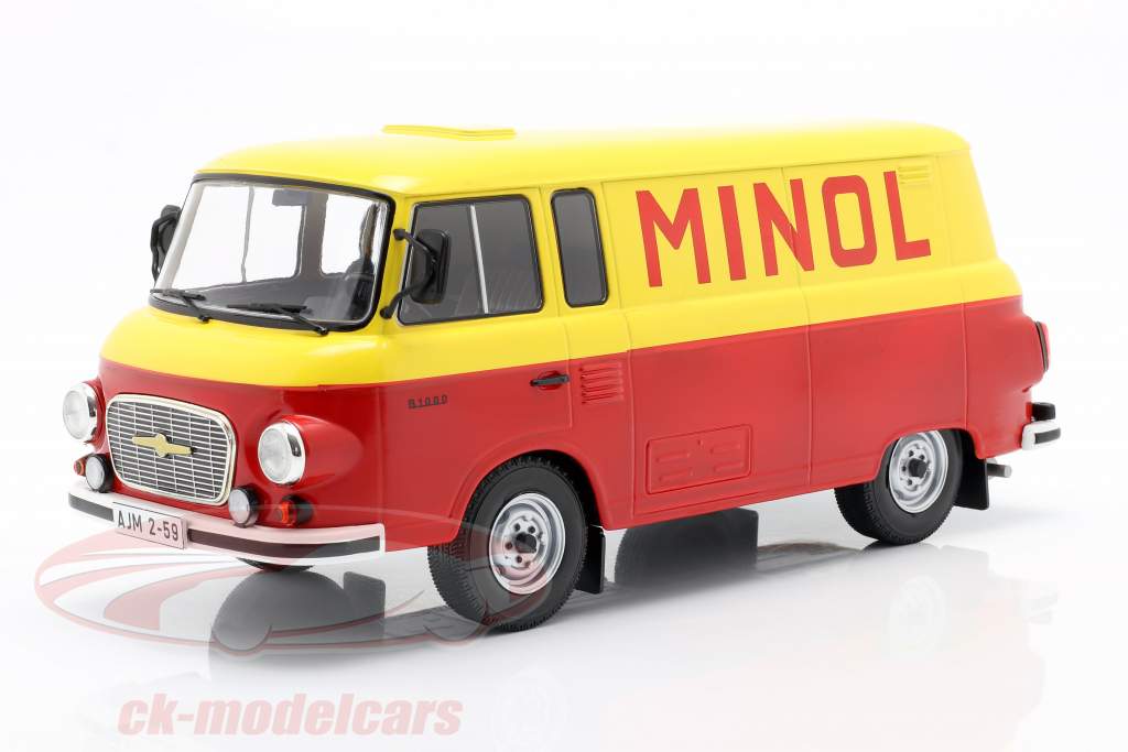 Barkas B 1000 Kastenwagen Minol gul / rød 1:18 ModelCar Group