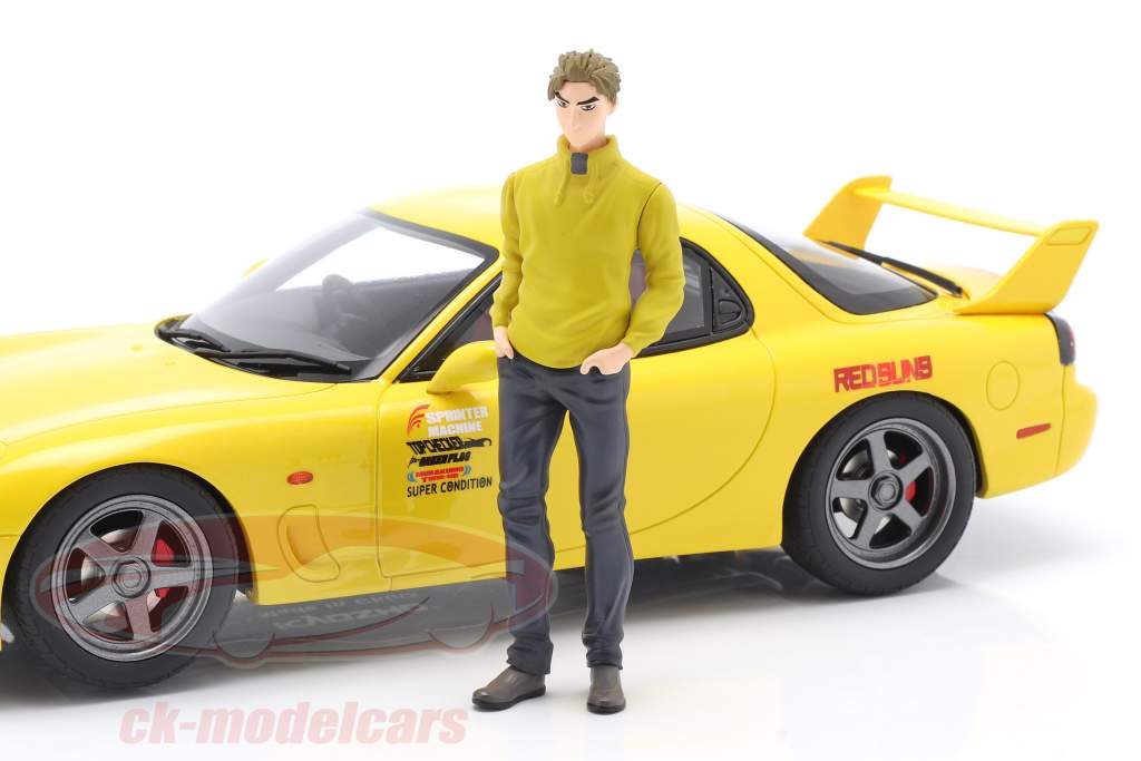 Mazda RX-7 FD3S film New Initial D Med figur gul 1:18 Kyosho