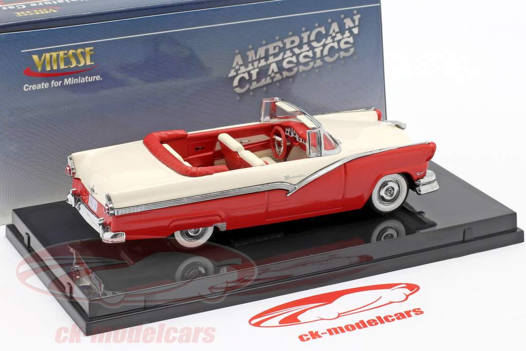 Ford Fairlane Open Convertible ano 1956 vermelho / Branco 1:43 Vitesse