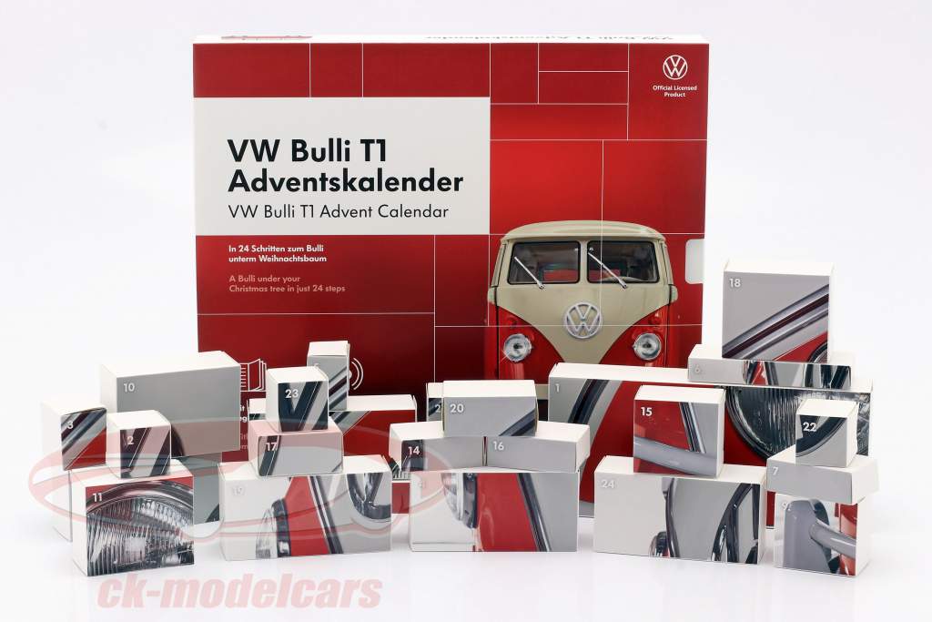VW Bulli T1 advent Calendar 2020: Volkswagen VW Bulli T1 red 1:43 Franzis