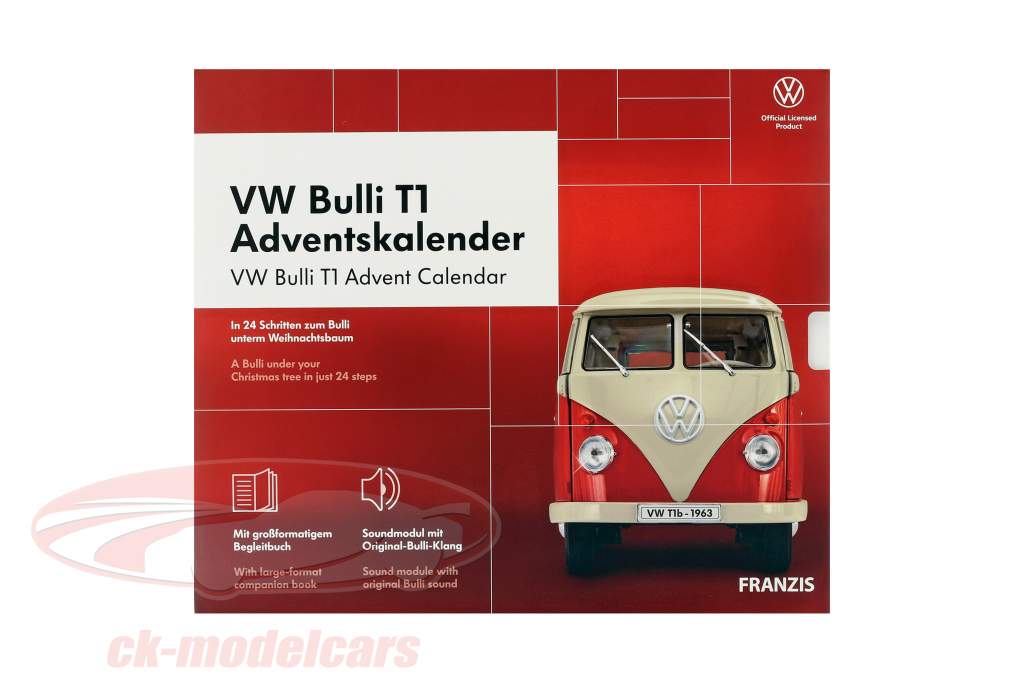 VW Bulli T1 advent Calendar 2020: Volkswagen VW Bulli T1 red 1:43 Franzis