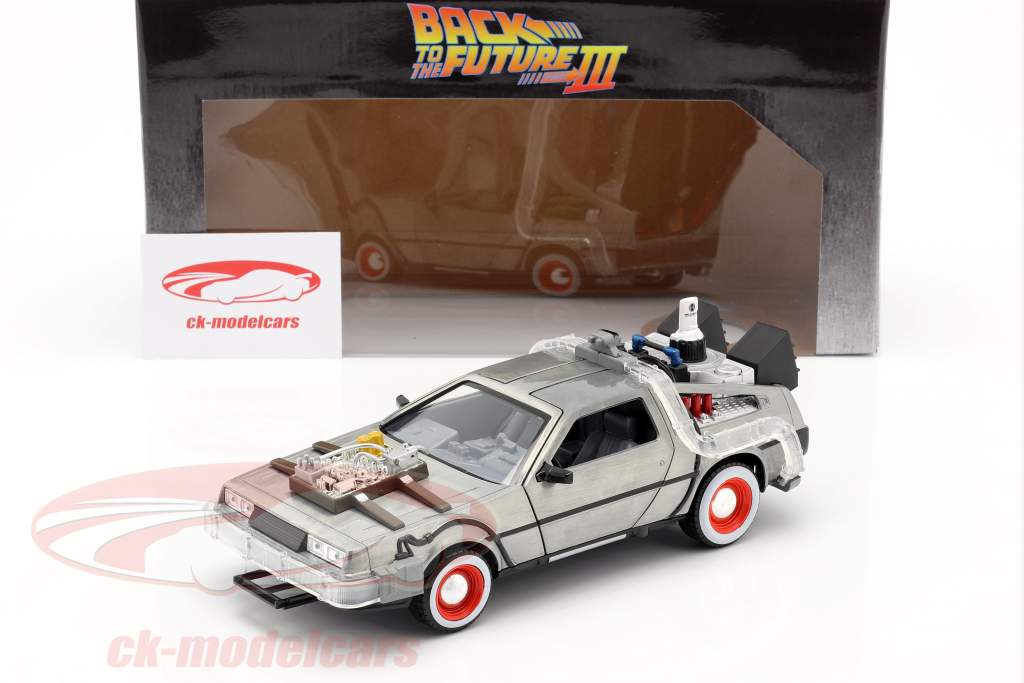 DeLorean Time Machine Back to the Future III (1990) argento 1:24 Jada Toys