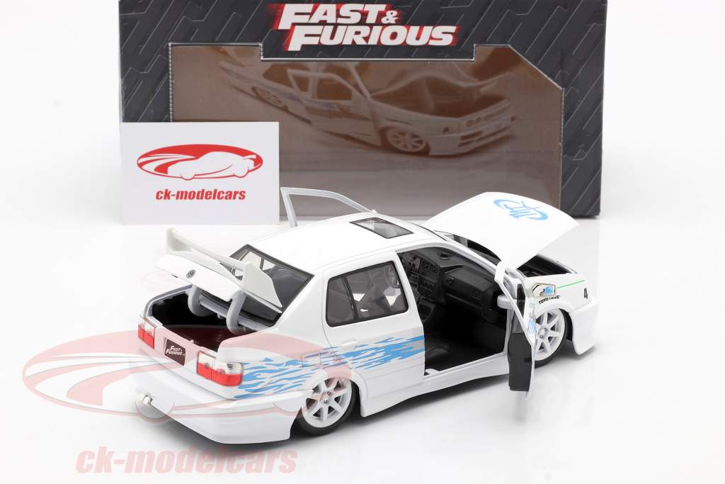 Jesse's Volkswagen VW Jetta A3 van de film Fast & Furious 2001 wit / blauw 1:24 Jada Toys
