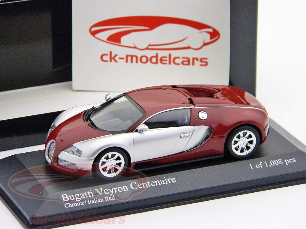 Bugatti Veyron Centenaire построен 2009 хром / красный хром / красный 1:43 Minichamps