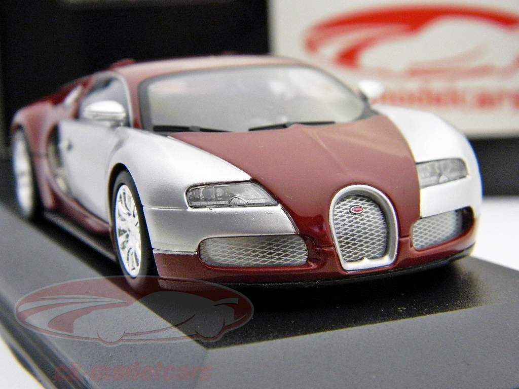 Bugatti Veyron Centenaire byggeår2009 krom / rød krom / rød 1:43 Minichamps