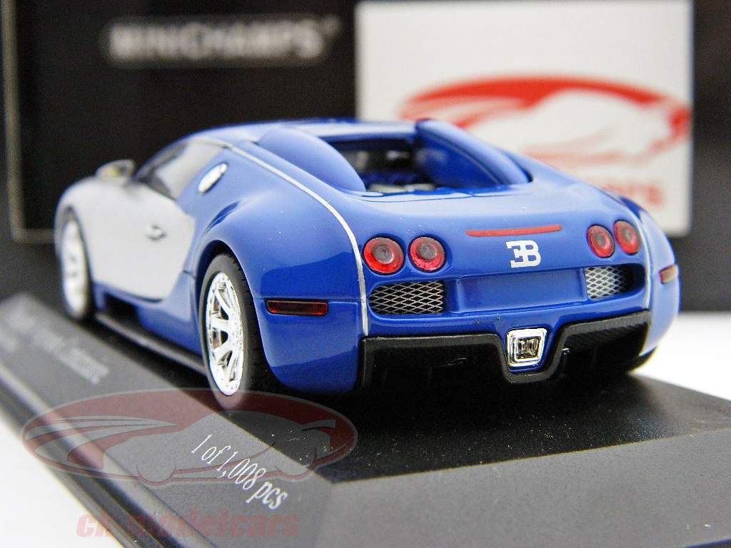 Bugatti Veyron Centenaire byggeår2009 krom / blå krom / blå 1:43 Minichamps