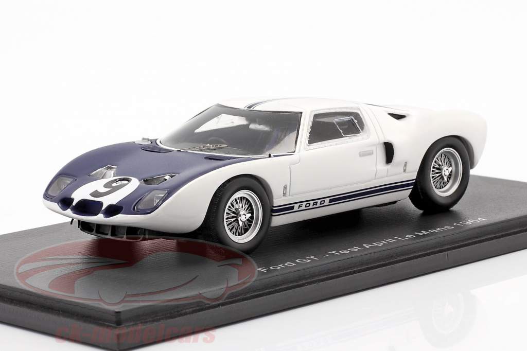 Ford GT #9 toets april LeMans 1964 Jo Schlesser 1:43 Spark