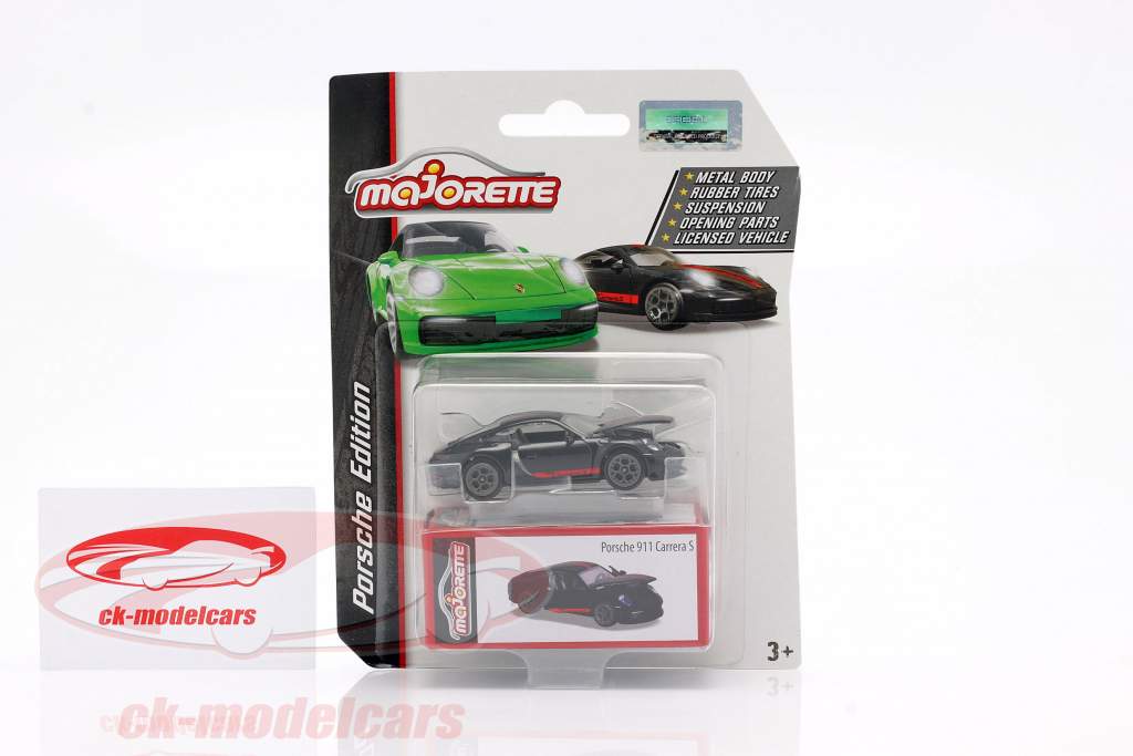 Porsche 911 Carrera S Coupe sort / rød 1:64 Majorette