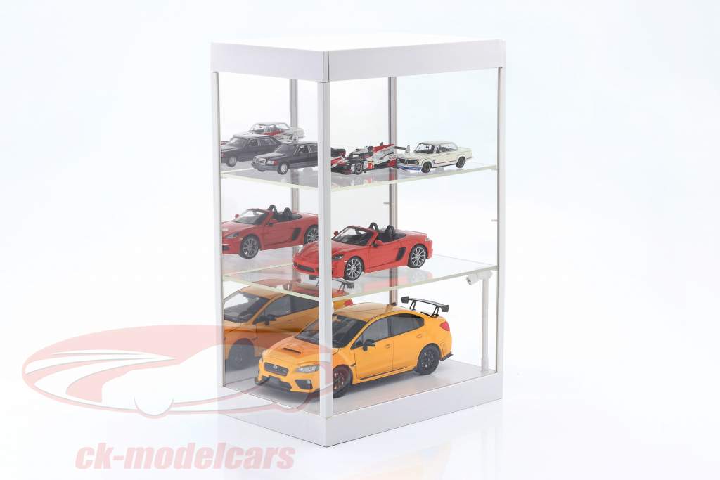 Escaparate único Con Iluminación LED y espejo por escala 1:18, 1:24, 1:43 Blanco Triple9