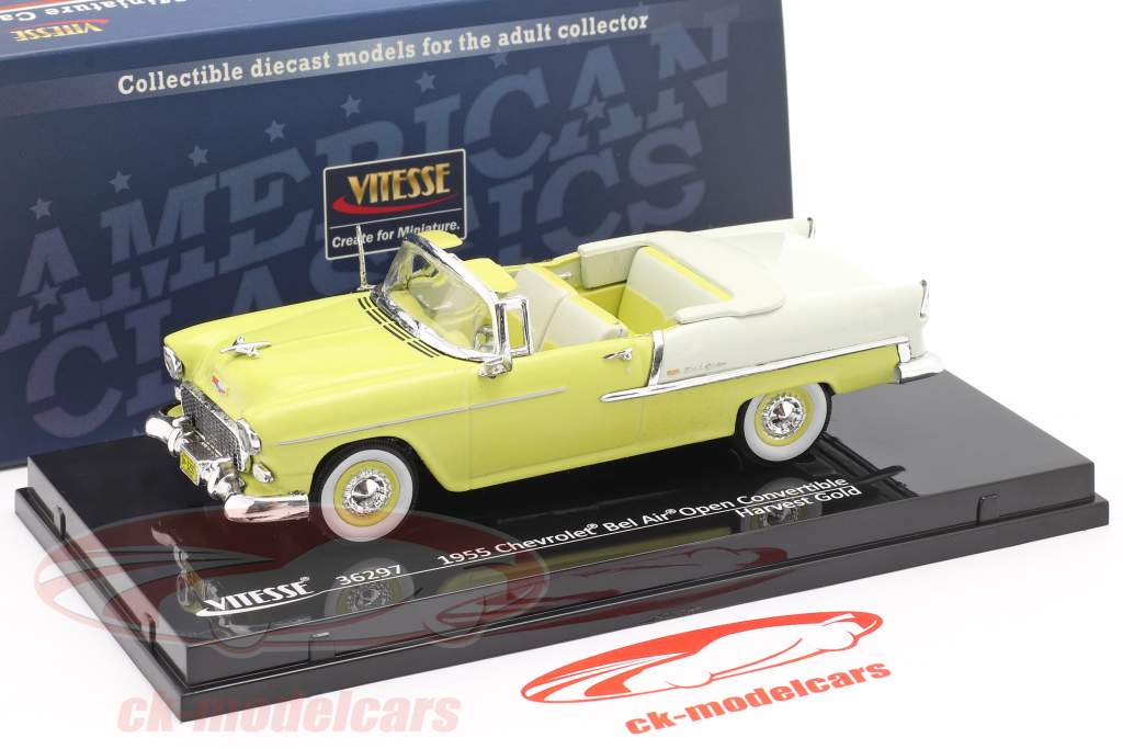 Chevrolet Bel Air Convertible Open Top 1955 gul / hvid 1:43 Vitesse