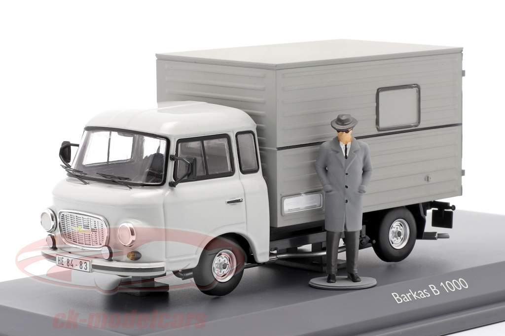 Barkas B 1000 Doos lichaam Stasi transporter Met figuur Grijs 1:43 Schuco