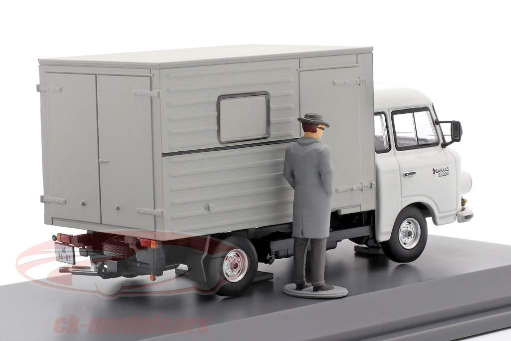 Barkas B 1000 Doos lichaam Stasi transporter Met figuur Grijs 1:43 Schuco