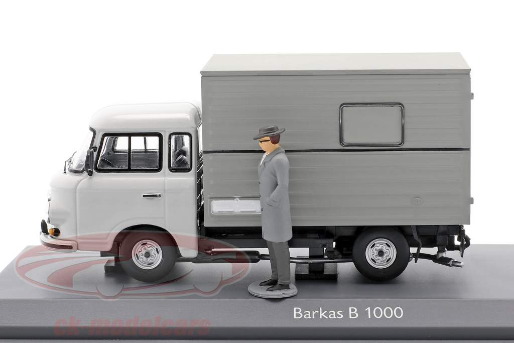 Barkas B 1000 Doos lichaam Stasi transporter Met figuur Grijs 1:43 Schuco