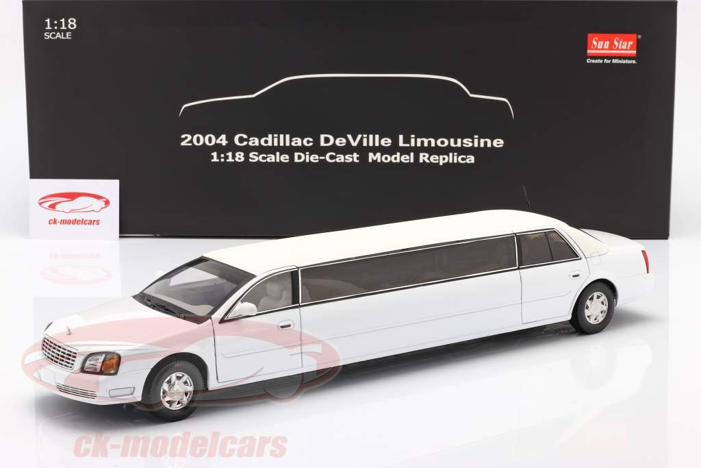 Cadillac DeVille Limousine year 2004 white 1:18 SunStar