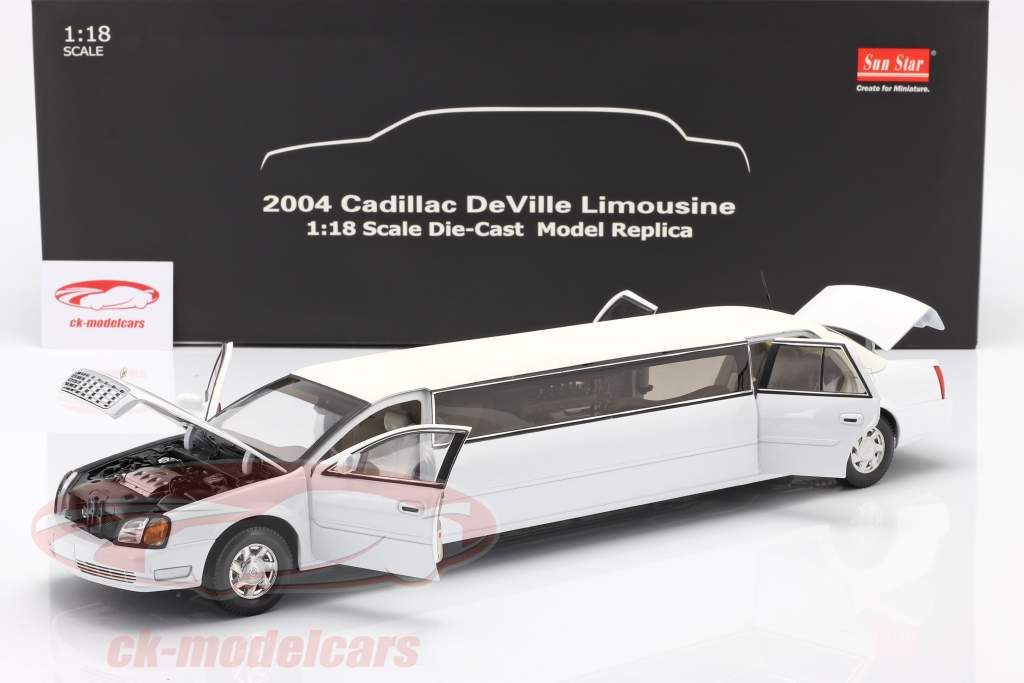 Cadillac DeVille Limousine year 2004 white 1:18 SunStar
