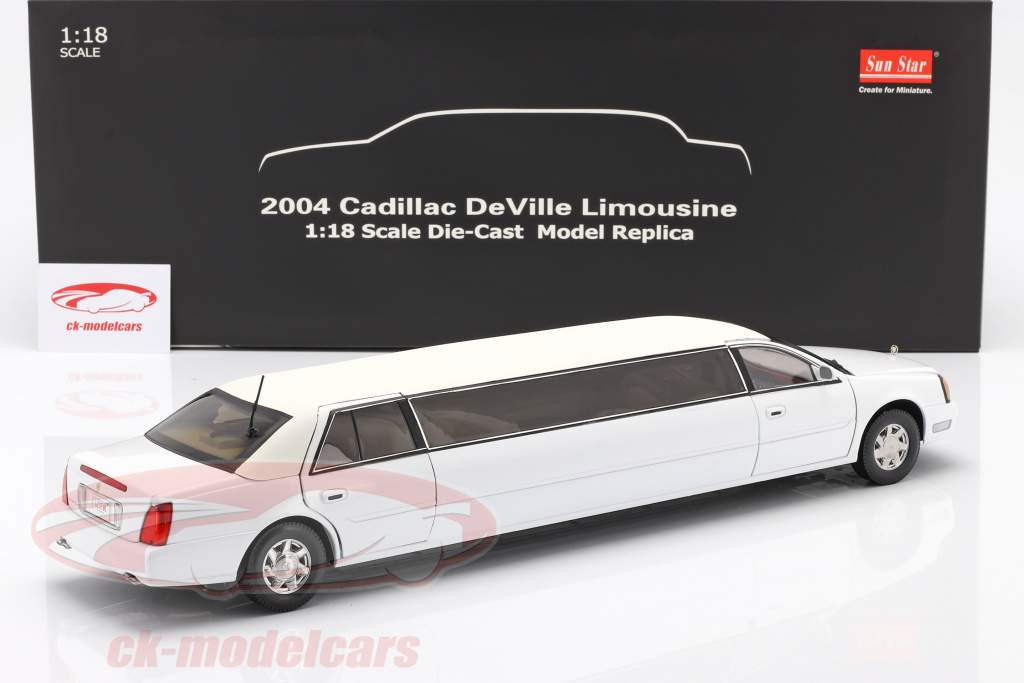 Cadillac DeVille Limousine year 2004 white 1:18 SunStar
