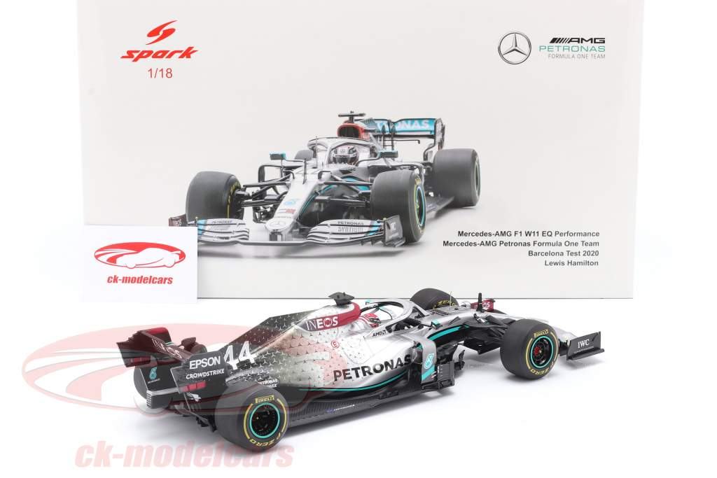 L. Hamilton Mercedes-AMG F1 W11 EQ #44 test Barcelona formule 1 2020 1:18 Spark