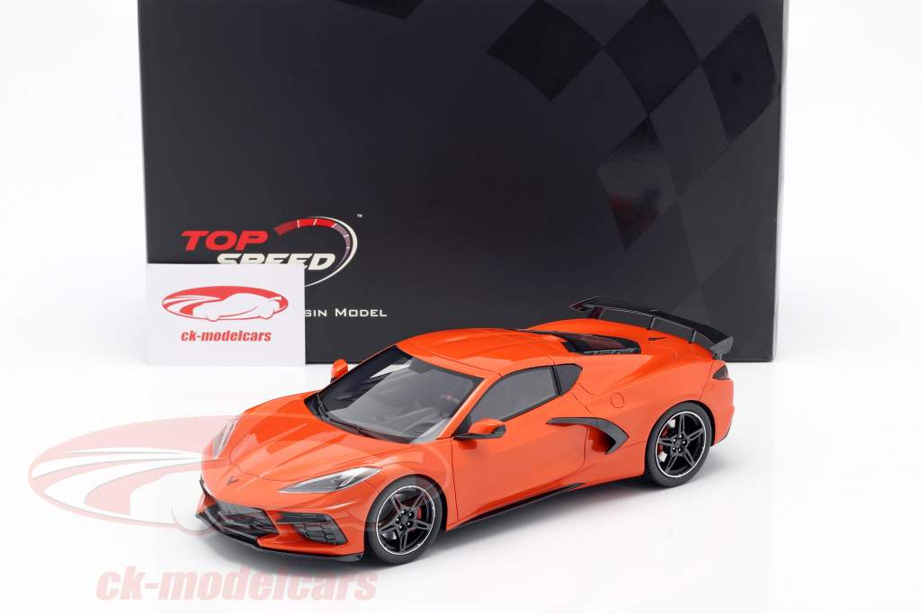 Chevrolet Corvette C8 Stingray Con High Wing Anno di costruzione 2020 arancia 1:18 TrueScale
