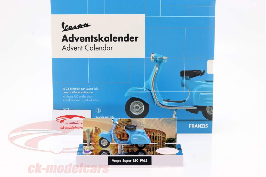 Vespa advent Calendar: Vespa year 1965 blue 1:43 Franzis