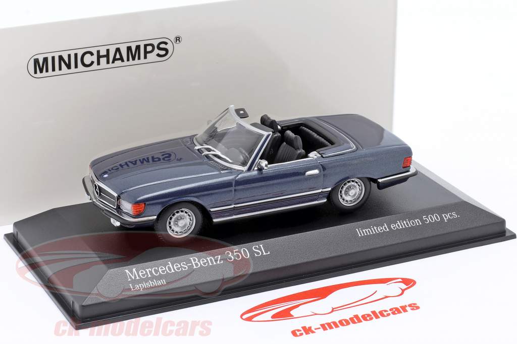 Mercedes-Benz 350 SL (R107) Año de construcción 1974 azul metálico 1:43 Minichamps