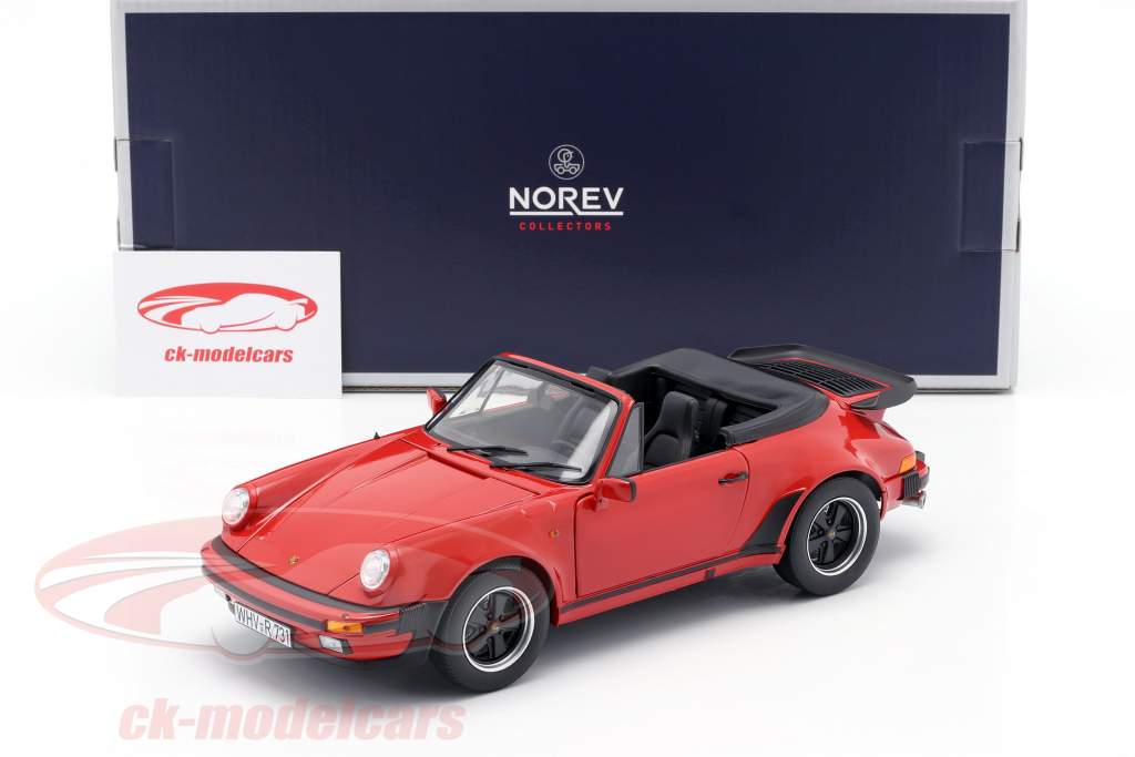 Porsche 911 (930) Turbo Cabriolet year 1987 red 1:18 Norev