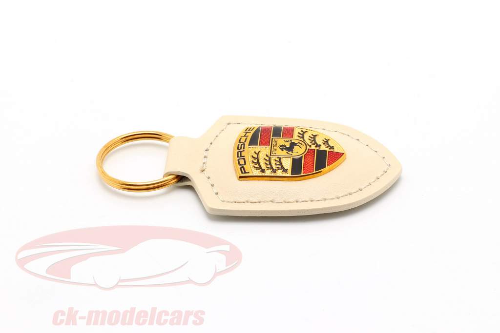 Кожаный брелок Porsche Значок кремовый цвет Белый