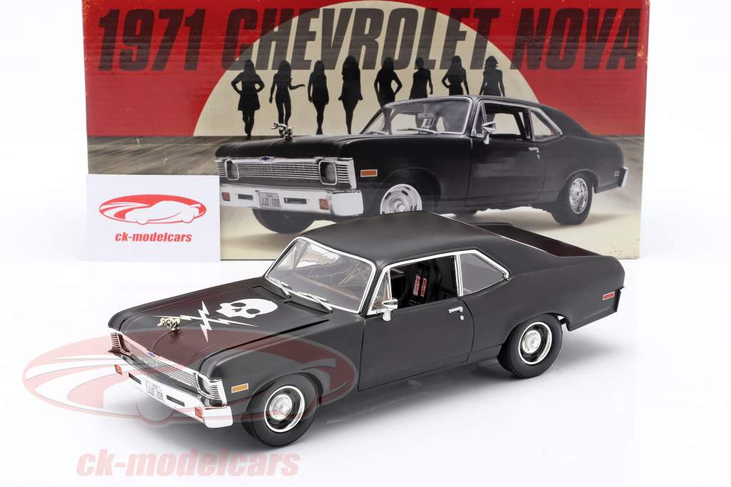 Chevrolet Nova 建設年 1971 映画 Death Proof (2007) マット 黒 1:18 GMP