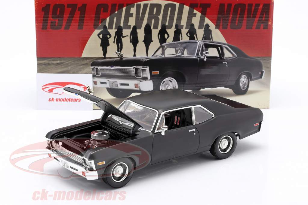 Chevrolet Nova 建設年 1971 映画 Death Proof (2007) マット 黒 1:18 GMP