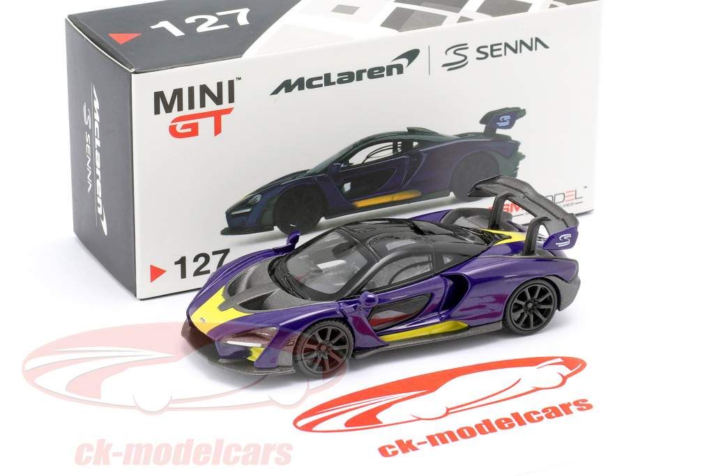 McLaren Senna LHD Ano de construção 2018 roxa / amarelo 1:64 TrueScale