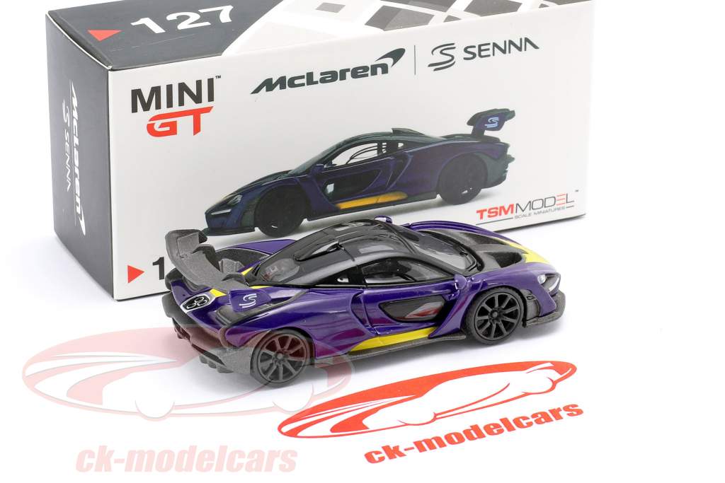 McLaren Senna LHD Ano de construção 2018 roxa / amarelo 1:64 TrueScale
