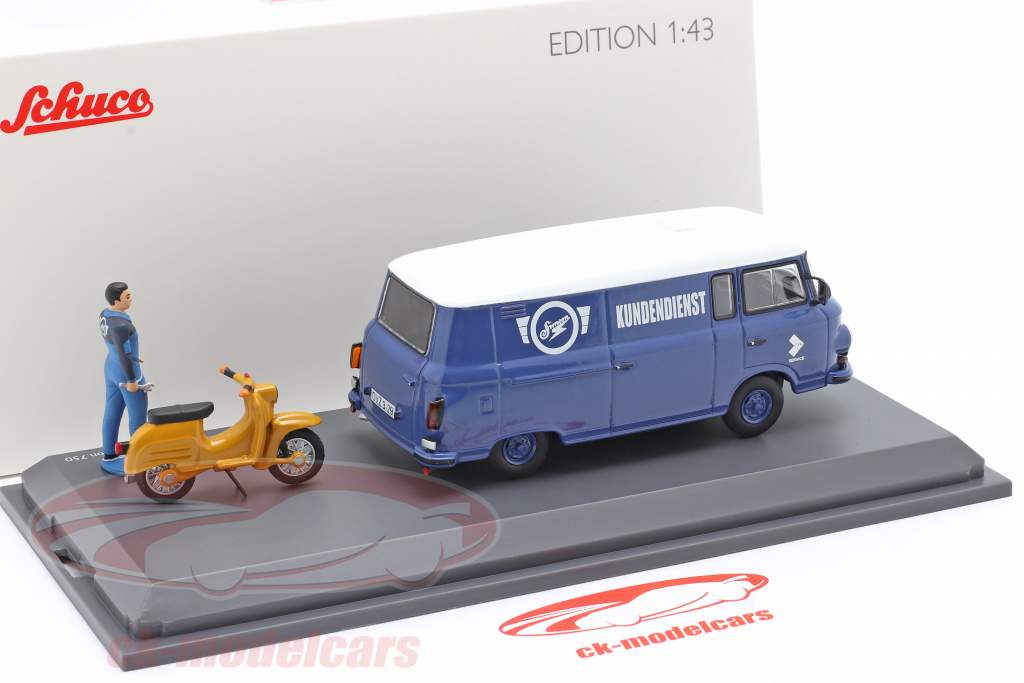 Barkas B 1000 Van Simson Customer service blue / White 1:43 Schuco