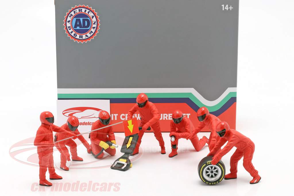 Formel 1 Pit Crew Figuren-Set #1 Team Rot 1:18 American Diorama