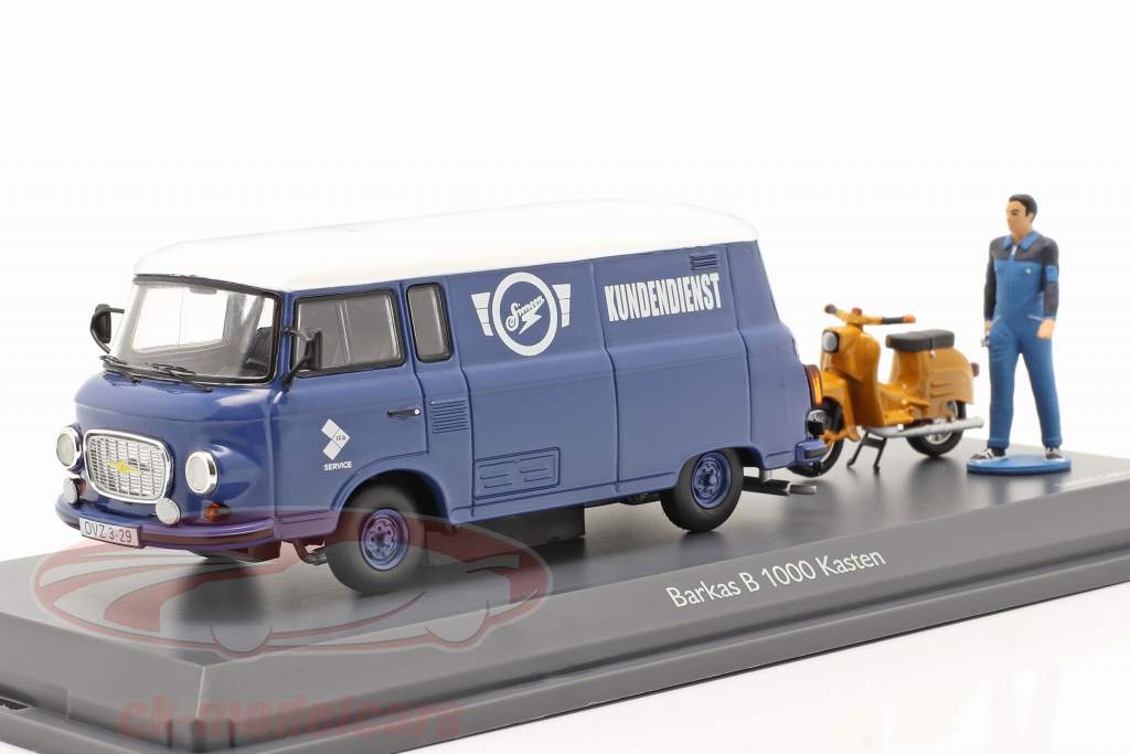 Barkas B 1000 Van Simson Customer service blue / White 1:43 Schuco