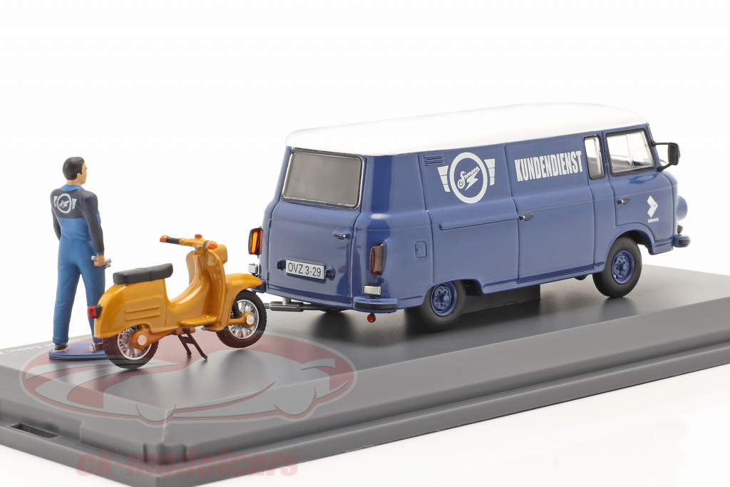 Barkas B 1000 Van Simson Customer service blue / White 1:43 Schuco