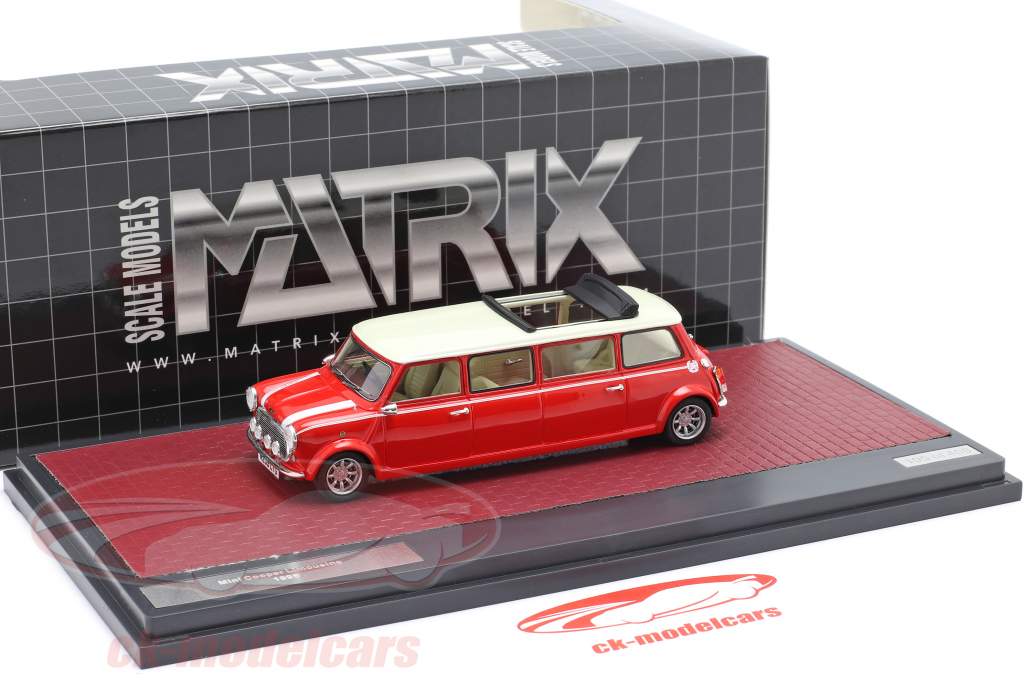 Mini Cooper Limousine Année de construction 1995 rouge / blanc 1:43 Matrix