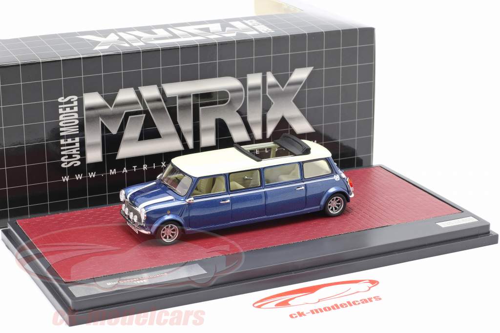 Mini Cooper Limousine Bouwjaar 1995 blauw / Wit 1:43 Matrix
