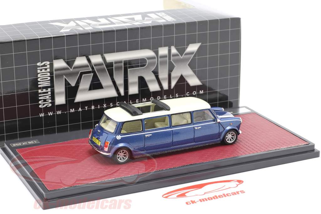 Mini Cooper Limousine Année de construction 1995 bleu / blanc 1:43 Matrix