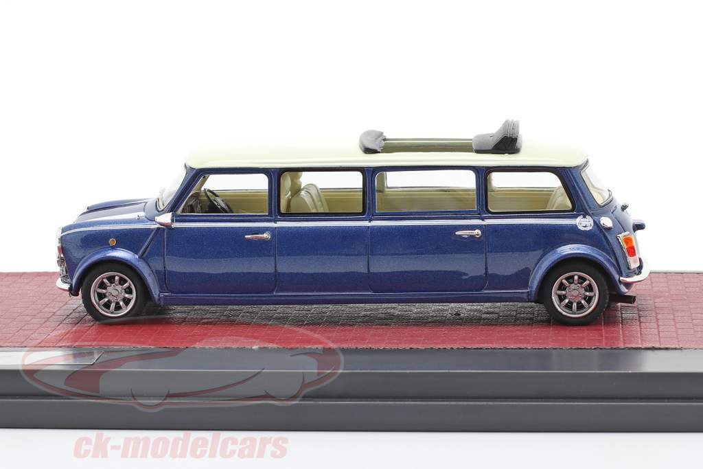 Mini Cooper Limousine Byggeår 1995 blå / hvid 1:43 Matrix