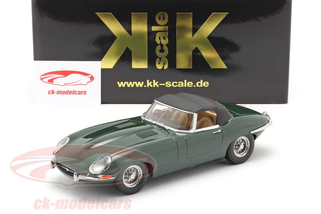 Jaguar E-Type Cabriolet Closed Top Series 1 RHD 1961 mørkegrøn 1:18 KK-Scale