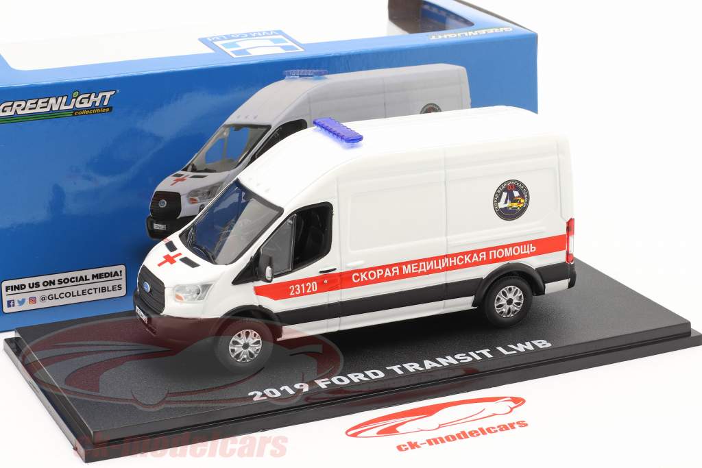 Ford Transit LWB Ambulância St. Petersburgo Ano de construção 2019 Branco 1:43 Greenlight