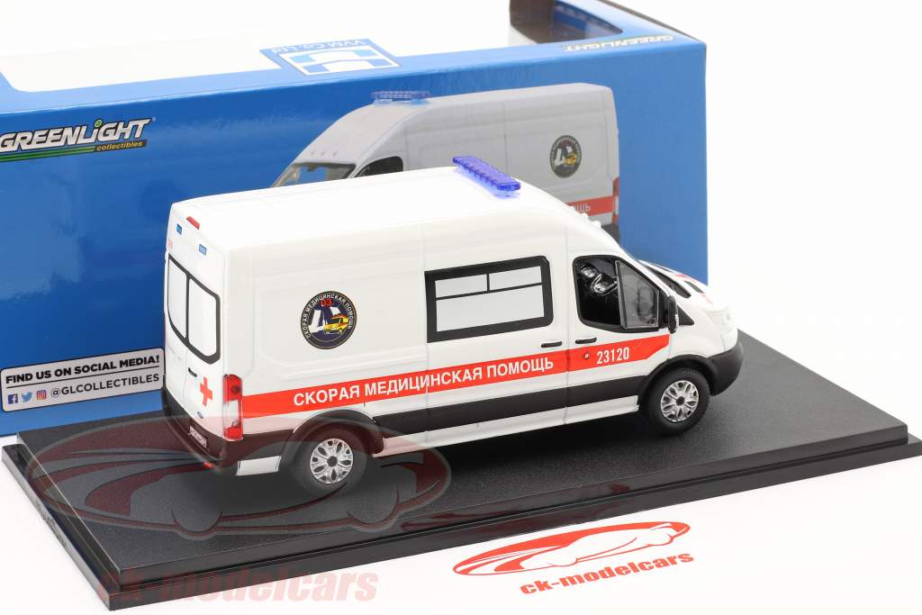 Ford Transit LWB Ambulância St. Petersburgo Ano de construção 2019 Branco 1:43 Greenlight