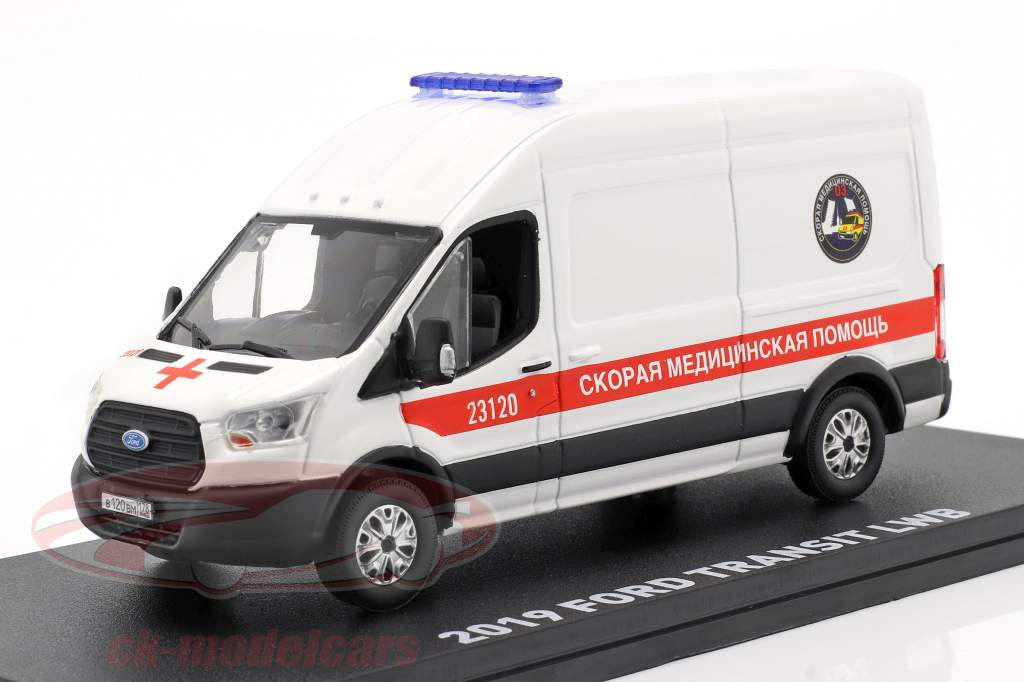 Ford Transit LWB Ambulância St. Petersburgo Ano de construção 2019 Branco 1:43 Greenlight